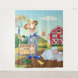Tapiz Tractor azul de granja MacDonald's personalizado