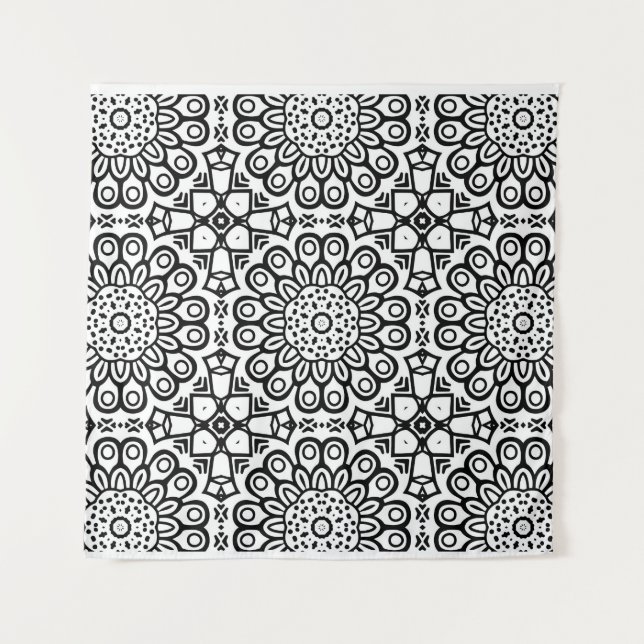 Tapiz Traditional sunflower batik pattern ornamentscroll (Anverso)