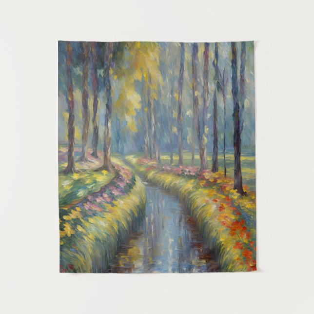 Tapiz Tranquilo camino del río Impresionante paisaje (Anverso)