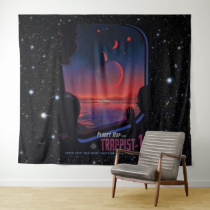 Tapiz TRAPPIST-1 System Planet 1e turismo espacial retro