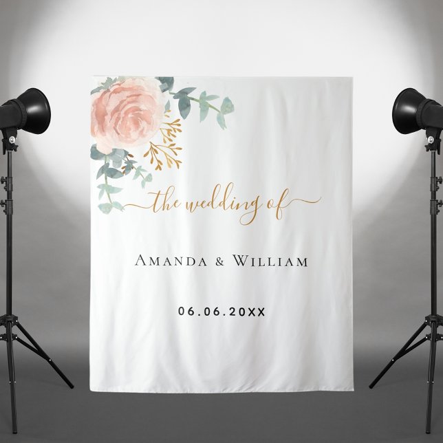 Tapiz Trato Rosa boda floral rosa dorado (Subido por el creador)