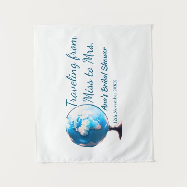 Tapiz Travel ducha de novia agregar nombre fecha señorit (Anverso)