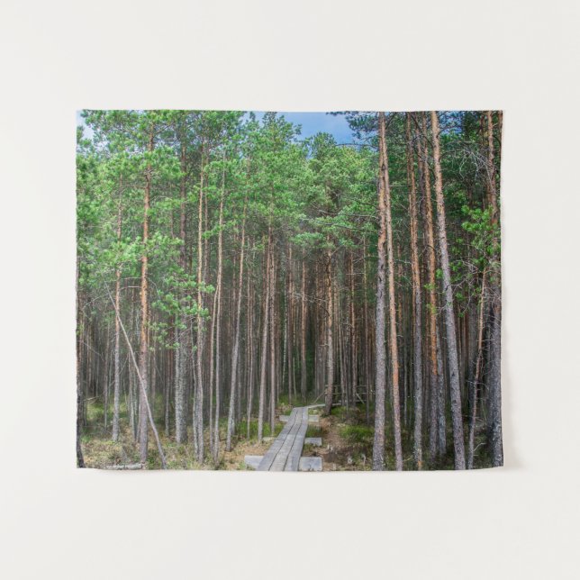 Tapiz Trayectoria de madera en bosque de pinos (Anverso (horizontal))
