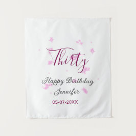 Tapiz Treinta años purpurina rosa estrellas negro 30 fec