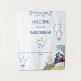 Tapiz Tren Globos Azules Niño Caprichoso Baby Shower