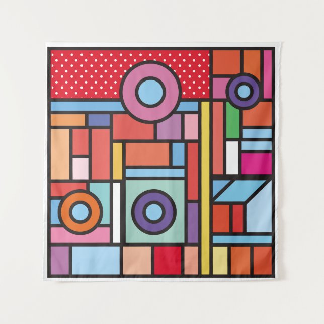 Tapiz Trendy geometric elements memphis design. Retro st (Anverso)