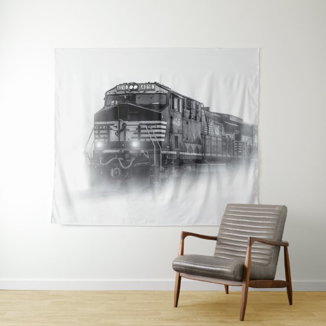 Tapiz Trenes en blanco y negro (In situ (horizontal))