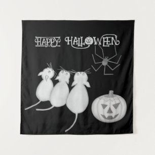 Tapiz Tres Gatos, Calabaza y Araña Halloween