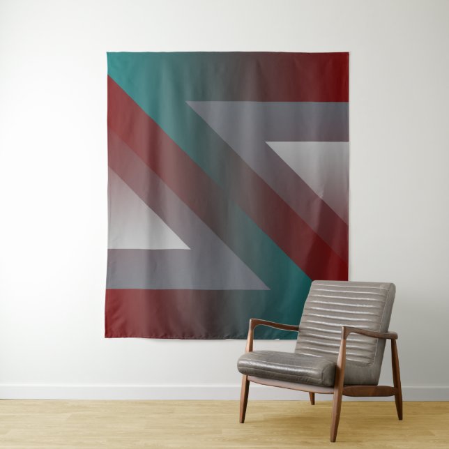 Tapiz Triángulo gris burdeos verde azulado (In situ)