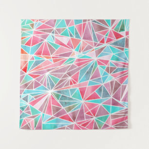 Tapiz Triángulos acuáticos, mosaico de verano brillante.