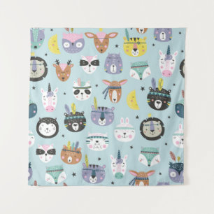 Tapiz Tribal de animales salvajes: Patrón Boho