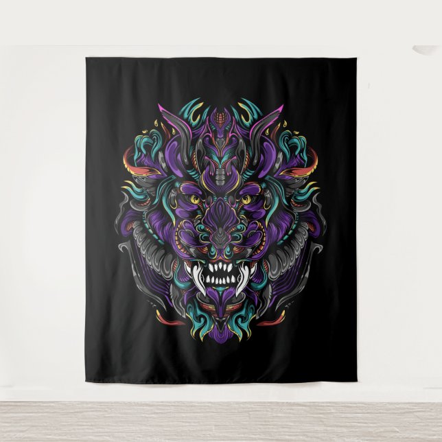 Tapiz Tribal Lion Skull (Anverso)