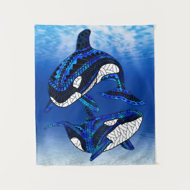 Tapiz Tribal Orca Killer Whales (Anverso)