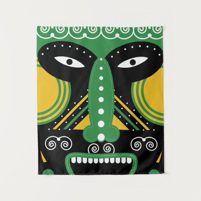 Tapiz Tribal ritual verde (Anverso)