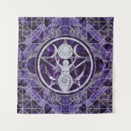 Tapiz Triple luna - Diosa - Ametista y plateado