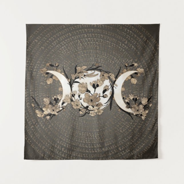 Tapiz Triple luna - Diosa - Flor de oro (Anverso)