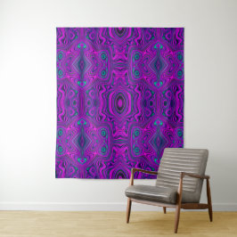 Tapiz Trippy Retro Magenta y Black Abstract Pattern