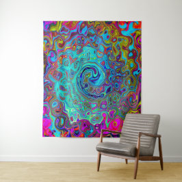 Tapiz Trippy Sky Blue Abstract Retro Liquid Swirl