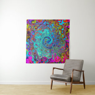 Tapiz Trippy Sky Blue Abstract Retro Liquid Swirl