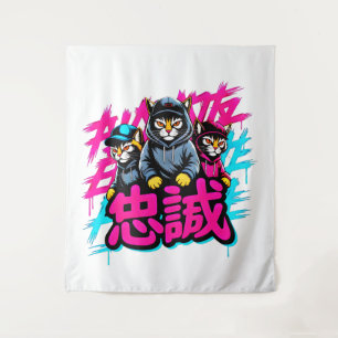 Tapiz Tripulación de gatos japoneses urbanos - Arte de p