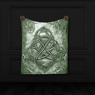 Tapiz Triquetra Trinity Knot Sage Green Faux Metálico