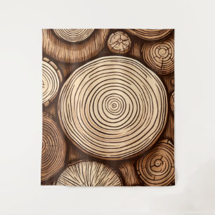 Tapiz troncos de árbol de madera redonda bosque de mader