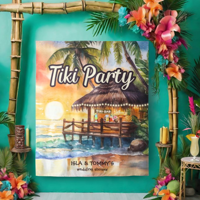 Tapiz Tropical Beach Tiki Bar Wedding Shower (Subido por el creador)
