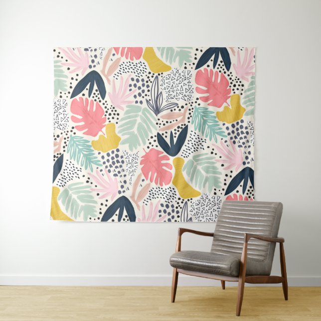 Tapiz Tropical Colourful Collage Pattern (In situ (horizontal))