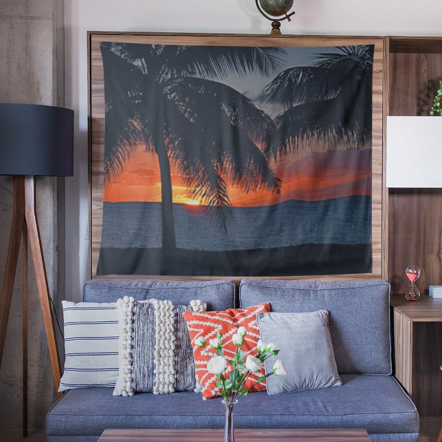 Tapiz  Tropical Island Sunset Palm Trees Ocean  (Subido por el creador)