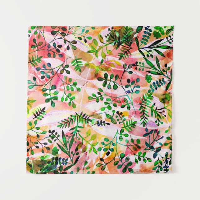 Tapiz Tropical leaves pattern repeating. Artistic photo  (Anverso)