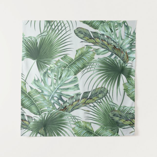 Tapiz Tropical palm leaves, monstera, banana leaf, jungl (Anverso)