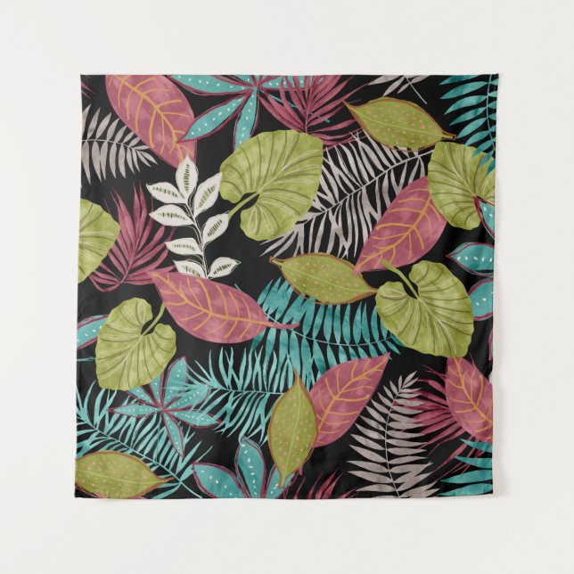 Tapiz Tropical pattern made with dark background and lea (Anverso)