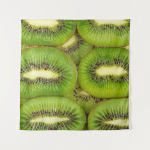 Tapiz trozos de kiwi frescos y maduros en castaño de gal