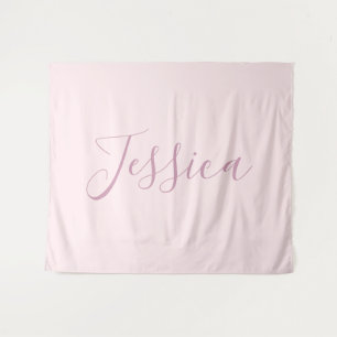 Tapiz Tu Texto   Elegante Escritura y Rosa Blush Suave