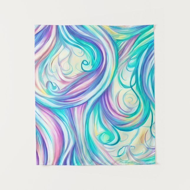 Tapiz Tuercas de ondas azules y patrón de remolinos (Anverso)