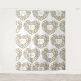 Tapiz Tulipanes crema con fondo de boda con monograma