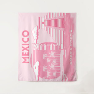 Tapiz Tulum, México, arte de viajes, arte rosa