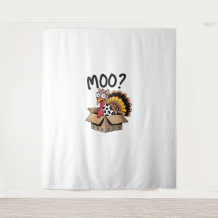 Tapiz Turquía Moo Cow Costume Gracioso Día de Gracias Tu