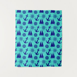 Tapiz Turquoise Blue Nautical Coastal Boating