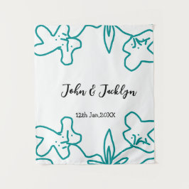 Tapiz Turquoise blue wedding couple name date flstylish