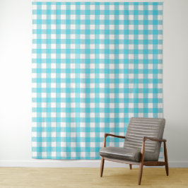 Tapiz Turquoise Blue & White Gingham Check