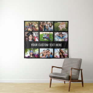 Tapiz TUS FOTOS, TEXTO Y personalizado DE COLOR