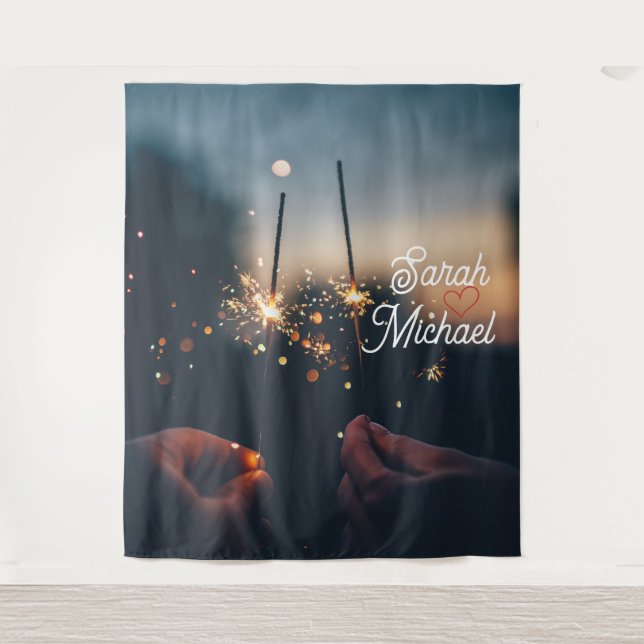Tapiz Twilight Spark Romance – Elegante Espuma de Boda  (Anverso)