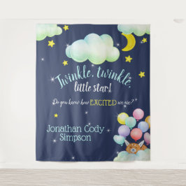 Tapiz Twinkle Little Star Navy Bosque Zorro Baby Shower