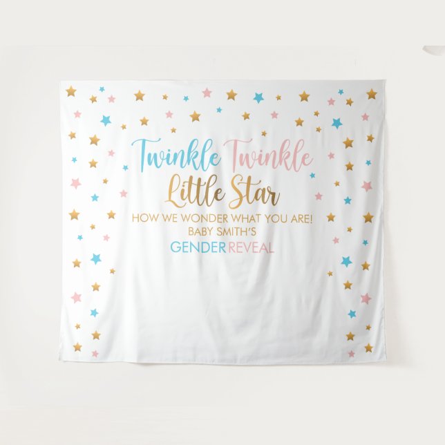 Tapiz Twinkle Twinkle Little Star Gender Reveal ba (Anverso (horizontal))