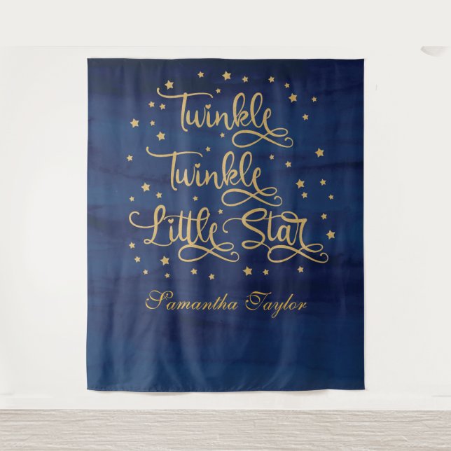 Tapiz Twinkle Twinkle Little Star Navy Brillo Dorado (Anverso)