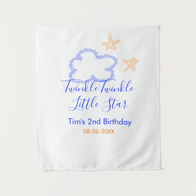 Tapiz Twinkle twinkle naranja púrpura de cumpleaños de l (Anverso)