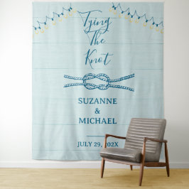 Tapiz Tying Knot Nautical Blue Wood Photo Backround