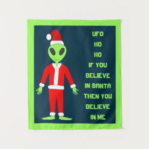 Tapiz UFO Ho Padre Personalizado alienígena de Navidad