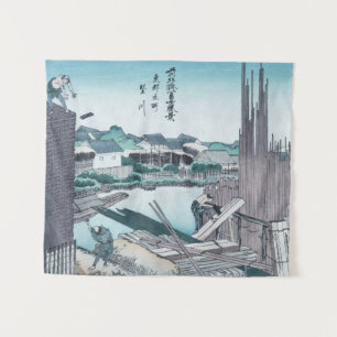 Tapiz Ukiyo-e de construcción japonesa de madera por Hok